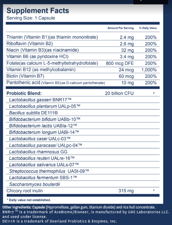 Tabela Nutricional Synbiotic 365: Advanced Probiotic Formula