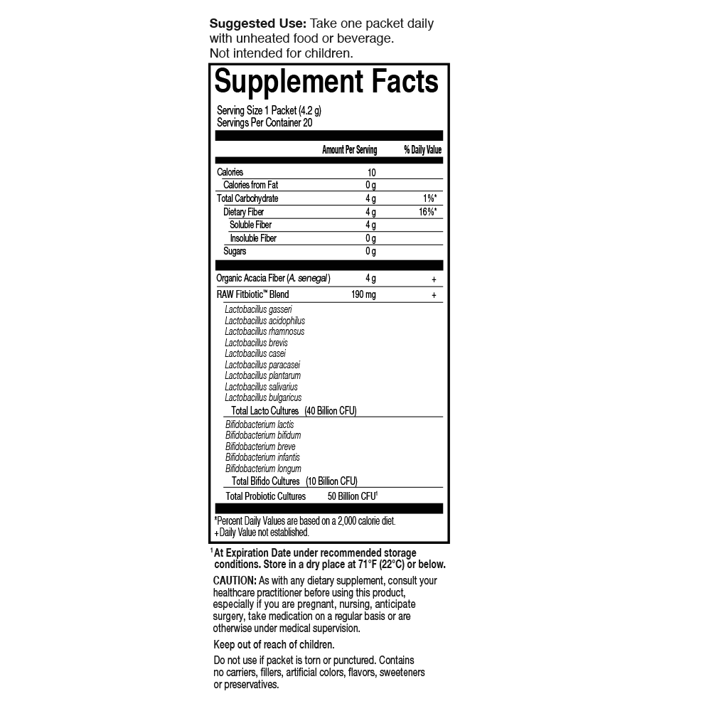 Tabela Nutricional Dr. Formulated Probiotics Fitbiotic Powder 50 Billion CFU 