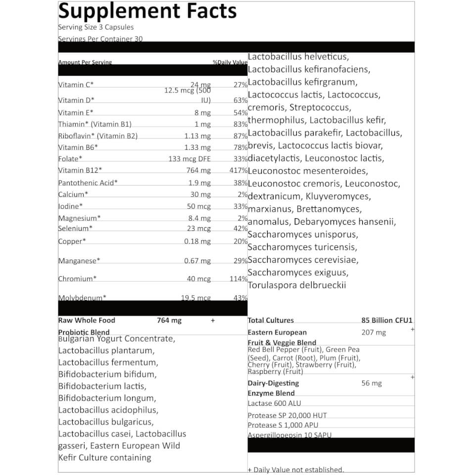 Tabela Nutricional Raw Probiotics Women Cooler 90 caps