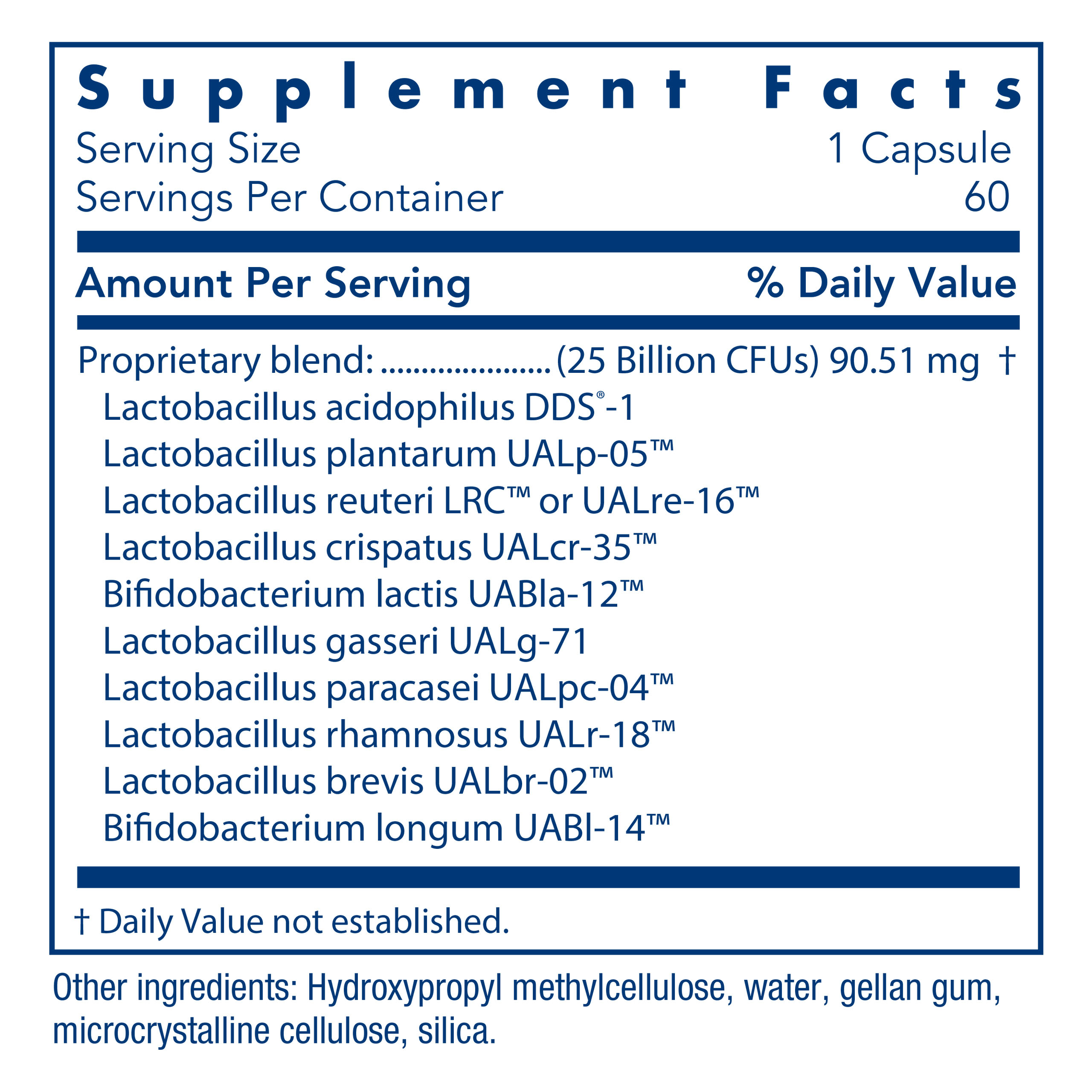 Tabela Nutricional Essential-Biotic® WOMEN'S 60 delayed-release vegetarian capsules