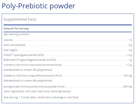 Tabela Nutricional Poly-Prebiotic powder