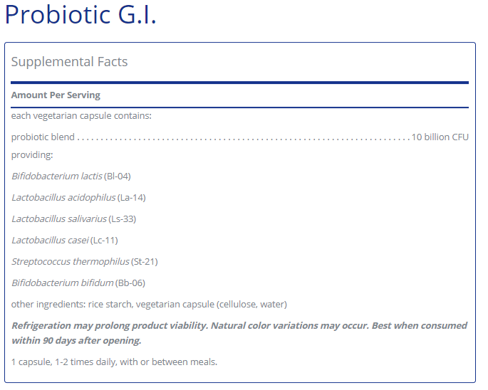 Tabela Nutricional Probiotic G.I. 60's
