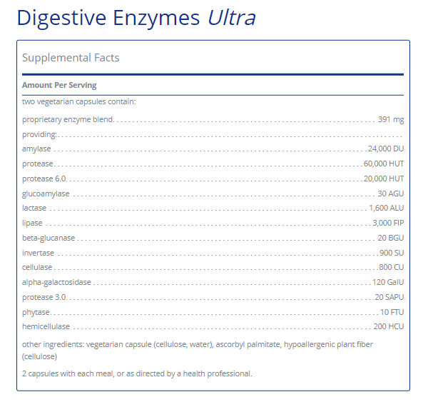 Tabela Nutricional Digestive Enzymes Ultra