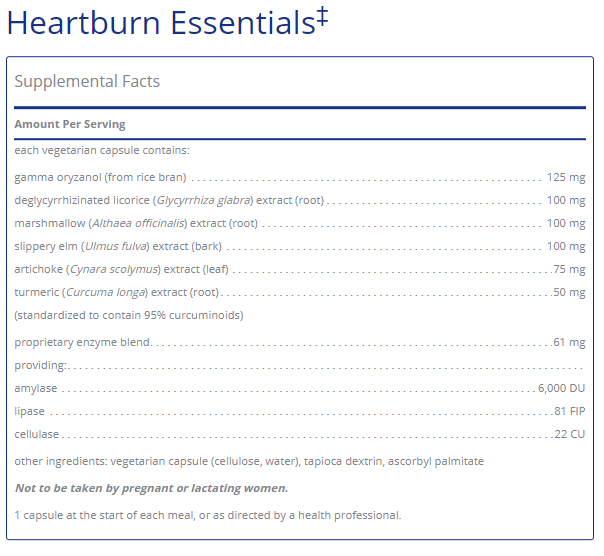 Tabela Nutricional Heartburn Essentials