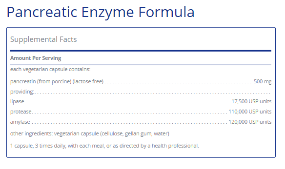 Tabela Nutricional Pancreatic Enzyme Formula