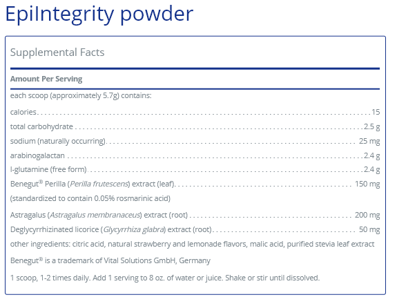 Tabela Nutricional EpiIntegrity powder - 171g