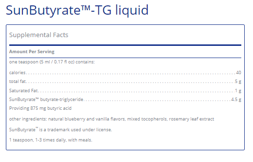Tabela Nutricional SunButyrate™-TG liquid