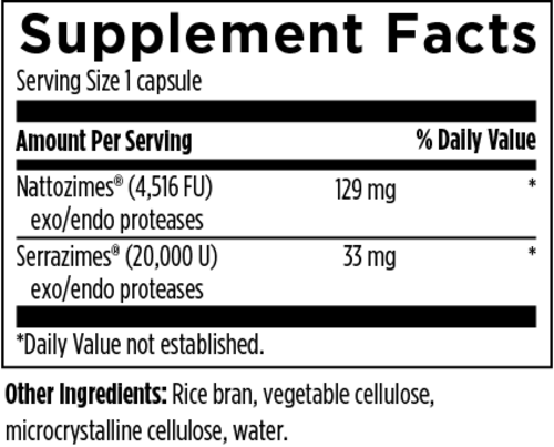 Tabela Nutricional Natto-Serrazime® - 120 Cápsulas