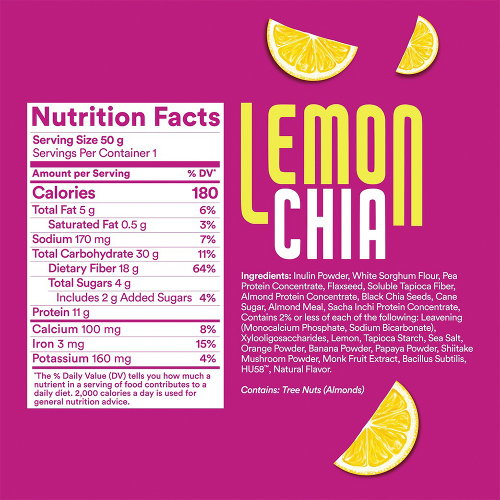 Tabela Nutricional GoodBiome Foods™ - Lemon Chia
